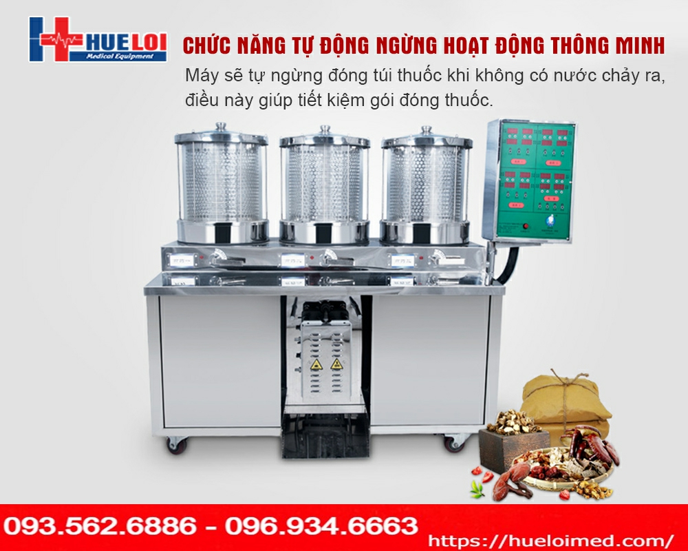  Máy đun thuốc đóng gói tự động loại 3 nồi sắc