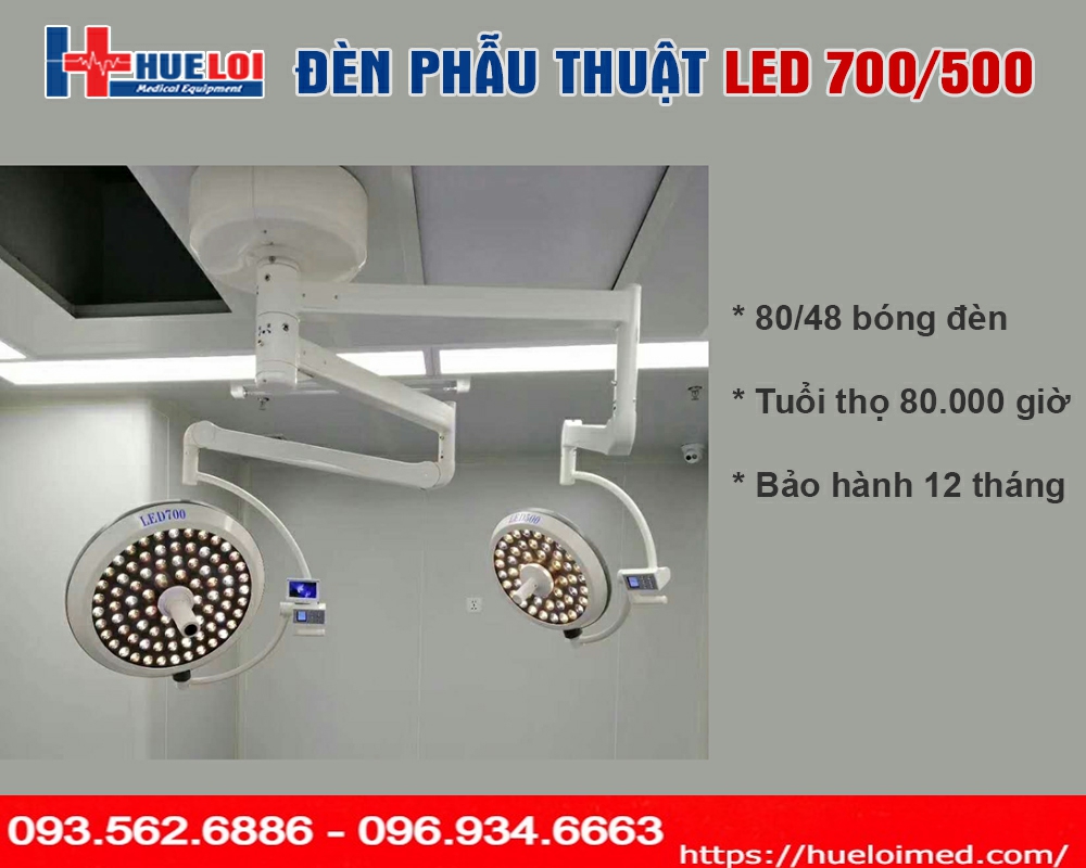 Đèn mổ treo trần 2 nhánh LED 750/550 