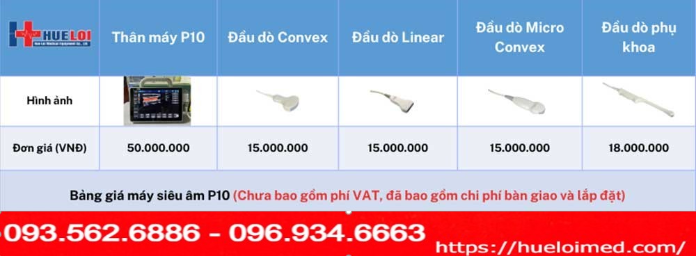 chi tiết bảng giá siêu âm
