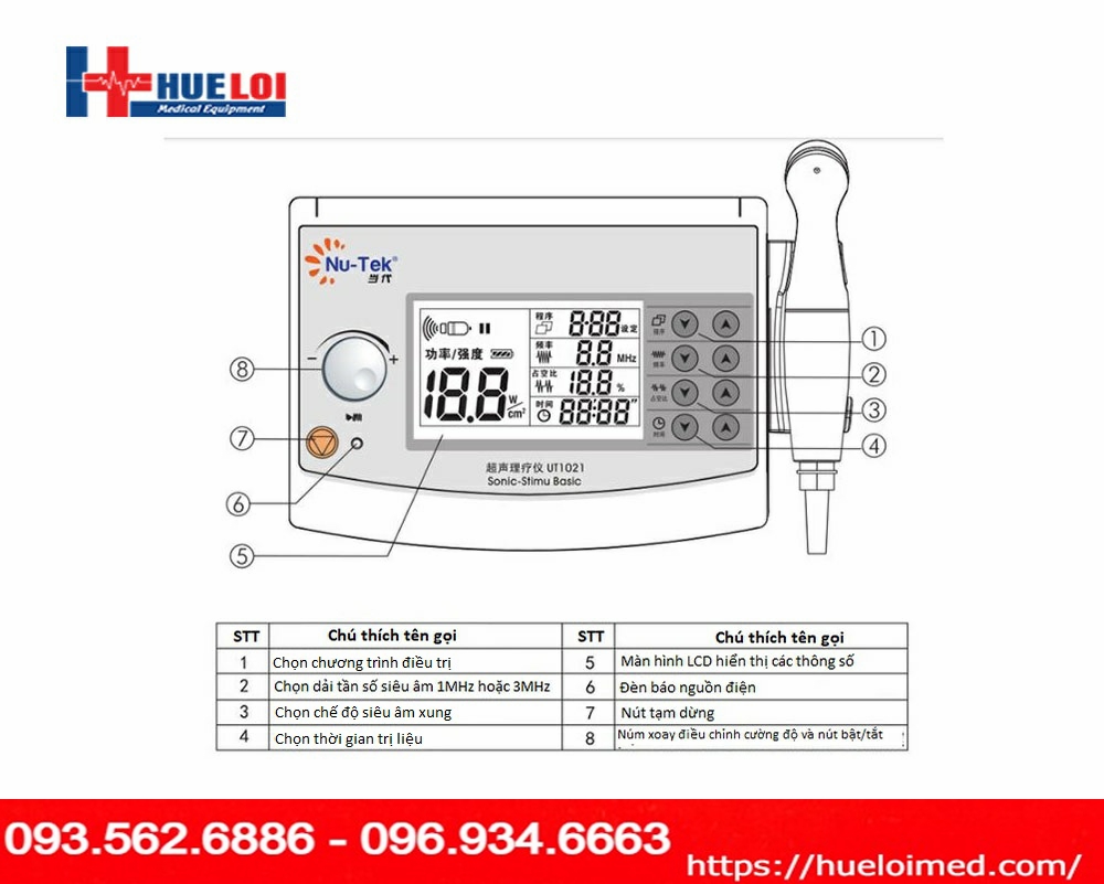 Máy siêu âm trị liệu cao cấp Nu-tek UT1021