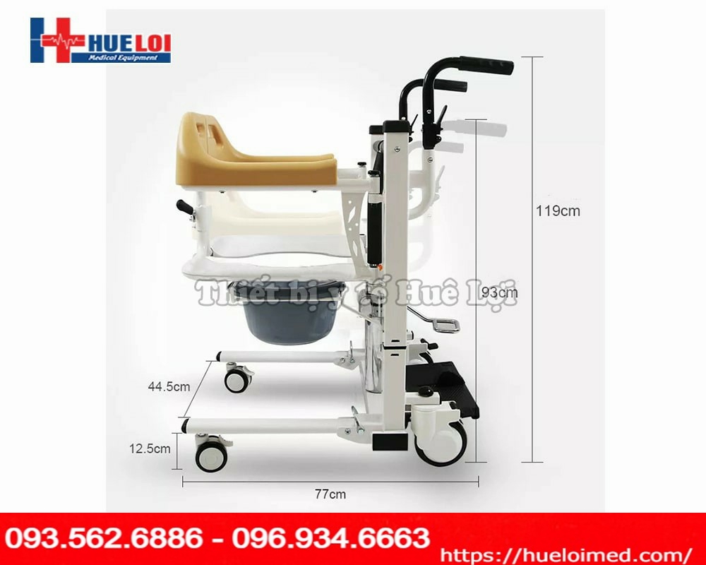 kích thước của xe lăn di chuyển bệnh nhân