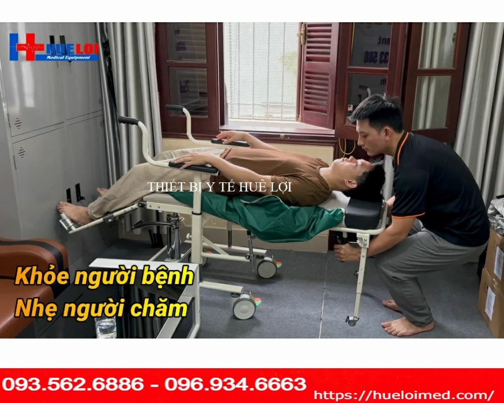 Xe di chuyển bệnh nhân có thể nâng hạ và ngả lưng thành giường